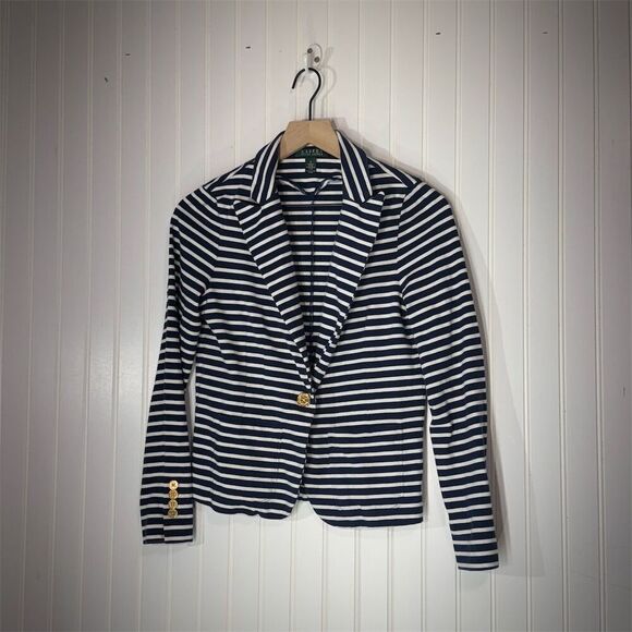 Lauren Ralph Lauren Jackets & Blazers - Lauren Ralph Lauren Nautical Striped Blazer Gold Button Navy S Preppy Old Money